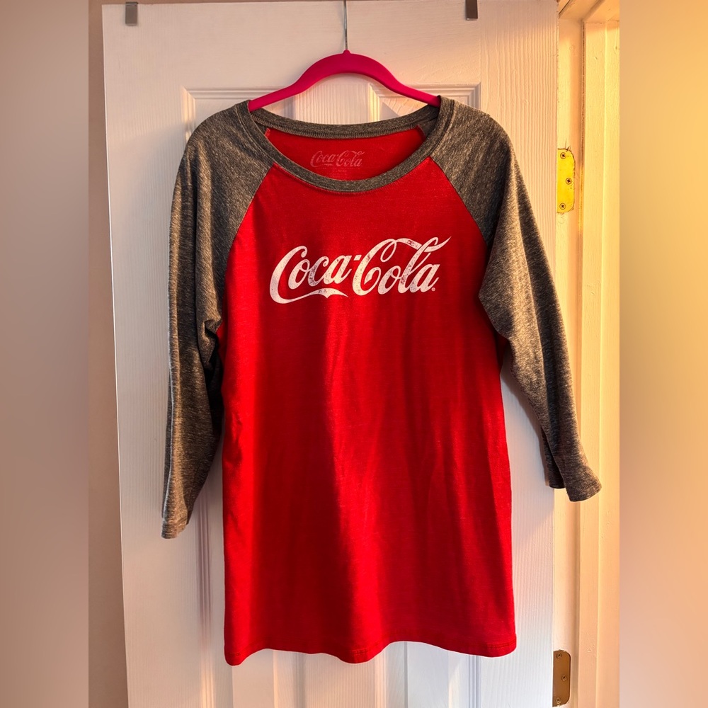Coca Cola Baseball Long Sleeve Red and Gray Tee XL